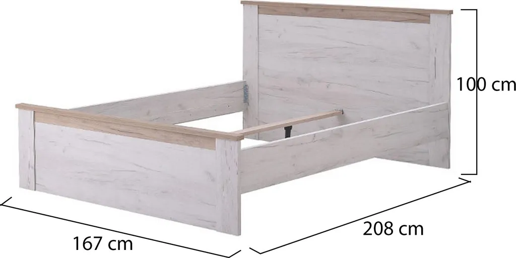 Lit Double 160x200 Claviere Idéal pour Chambre Parentale Bois Clair
