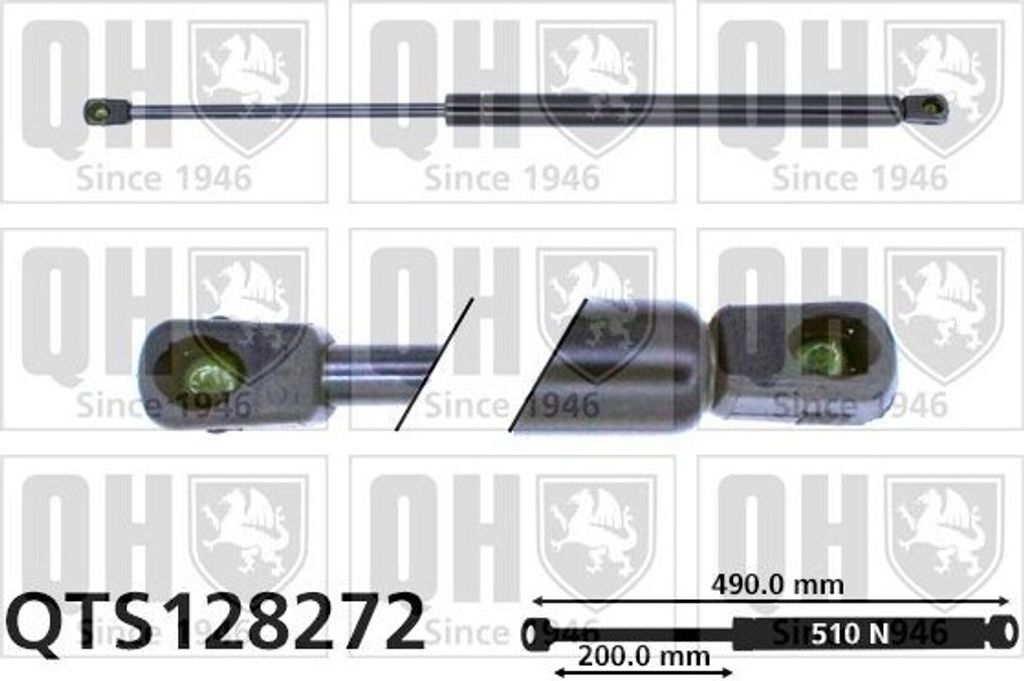 QUINTON HAZELL QTS128272 Gasfeder Heckklappendämpfer für FORD SIERRA (GBG, GB4) 490mm