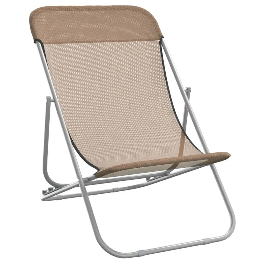 Chaises de plage 2 pcs en textilène taupe et acier robuste - Lot de 2