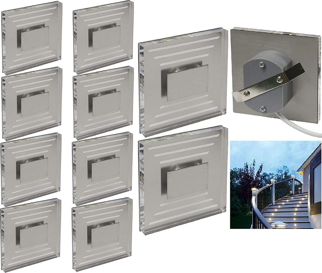 10 er Set LED Design Treppenleuchte Wandstrahler IP44 warm-weiß