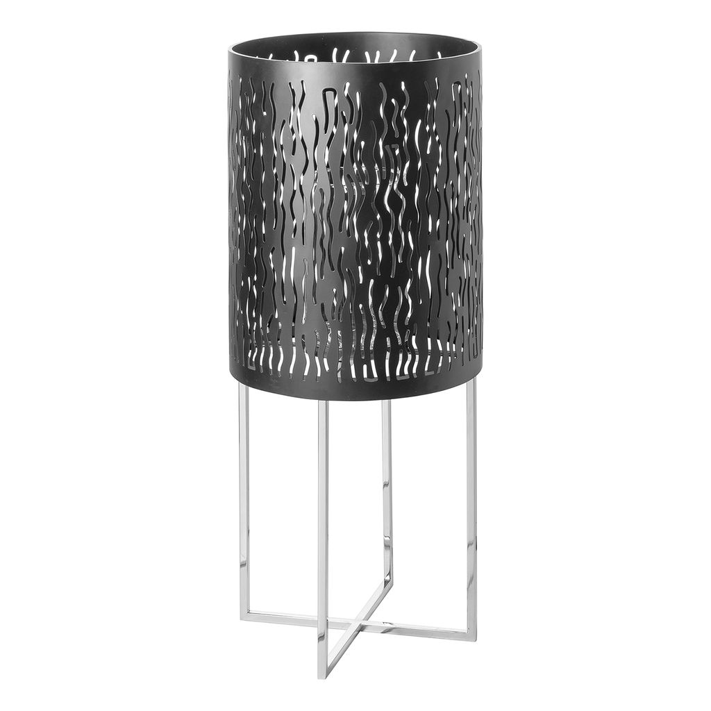 BACCUS Windlicht - H.82cm x D.36cm - schwarz/silber - Edelstahl /Eisen