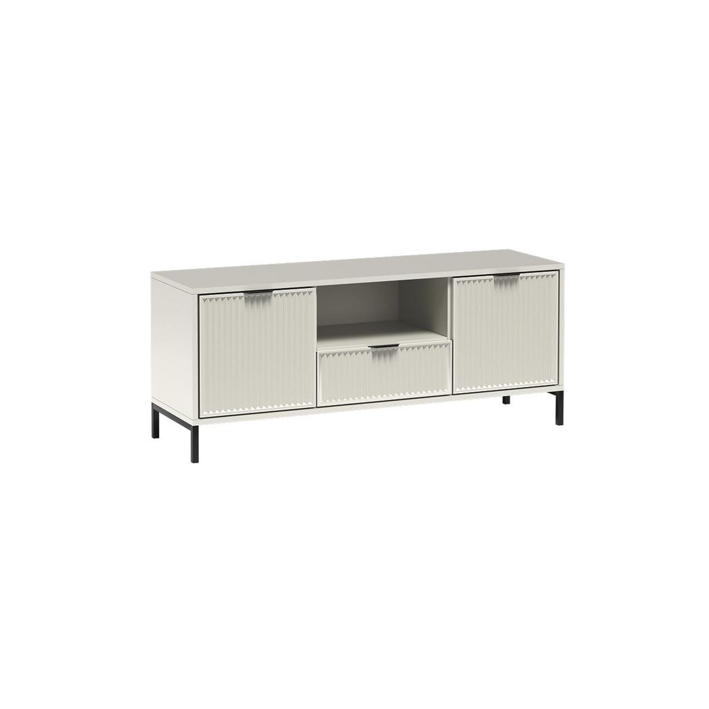 TV-Schrank TV-Lowboard LINNA LS-3 – Geriffelte 2 Türen und 1 Schublade, B:135 cm, Farbe: Kaschmir