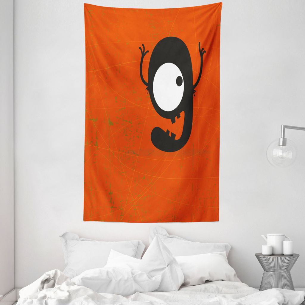 ABAKUHAUS rot Wandteppich und Tagesdecke, Cartoon Letter G Monster aus Weiches Mikrofaser Stoff Waschbar ohne Verblassen Digitaldruck, 140 x 230 cm...