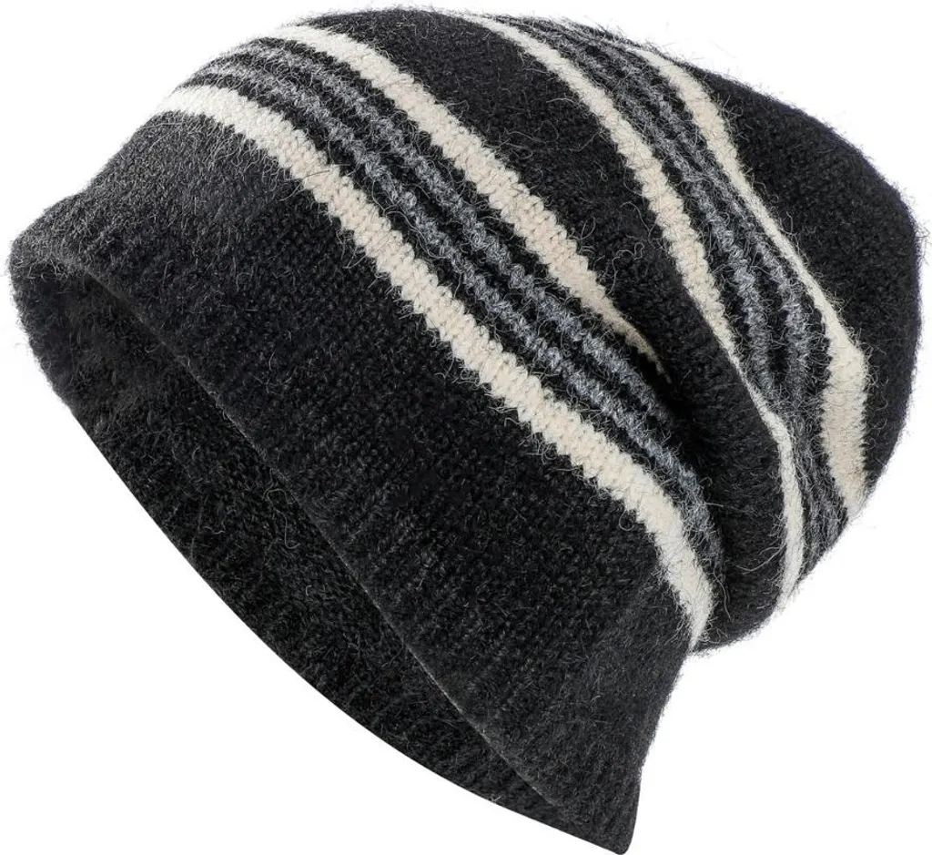 INF Berretto a Righe in Lana Nero - Cappello Invernale Caldo Elegante