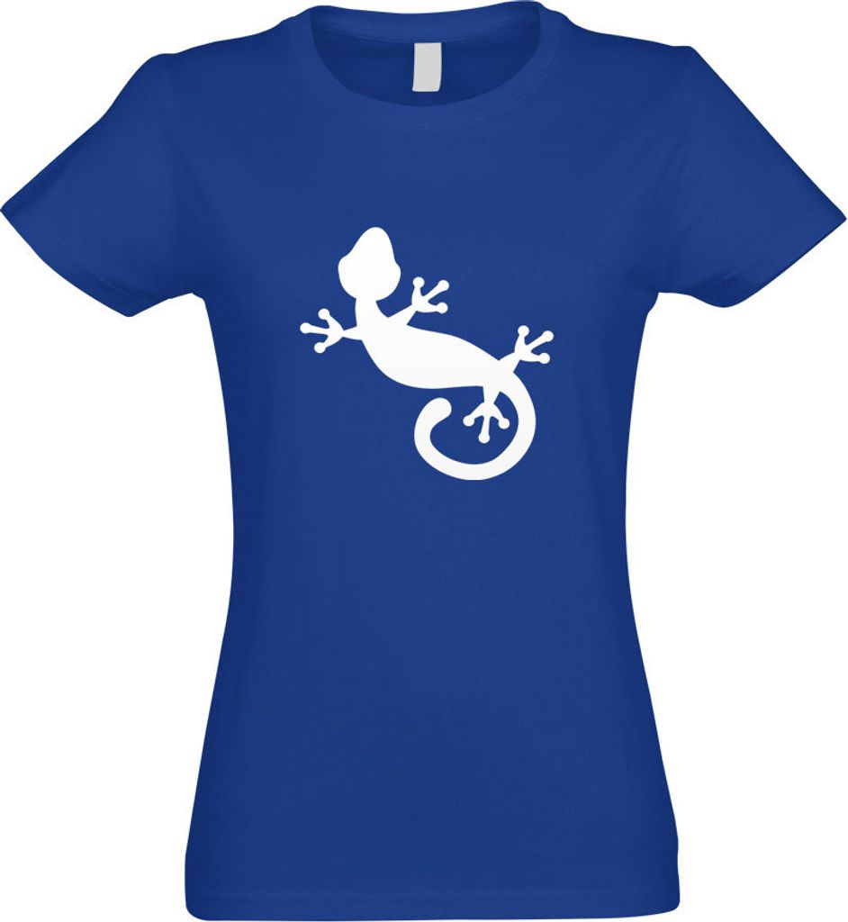 Kiwistar - T-Shirt tailliert - Damen - royal - Gecko Motiv 1 - mit Motiv Bedruckt - Funshirt Design - Sport - Freizeit - Damen - S