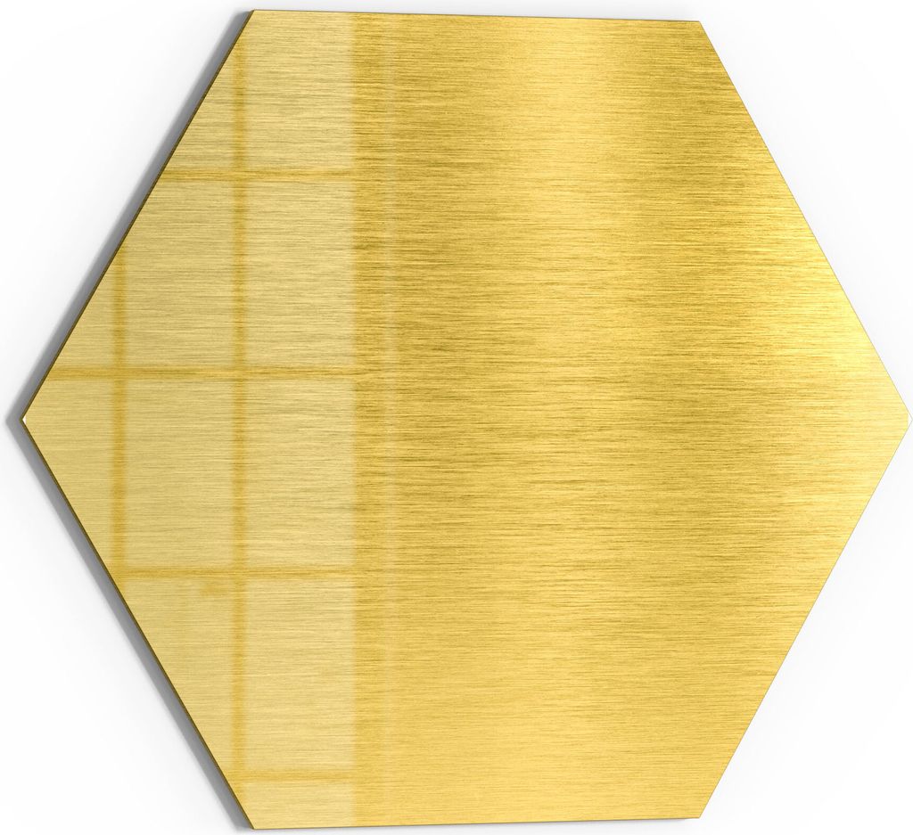 DEQORI Magnettafel Glas 55x48 cm 6-eckig 'Gebürstete Goldoberfläche' beschreibbar Whiteboard