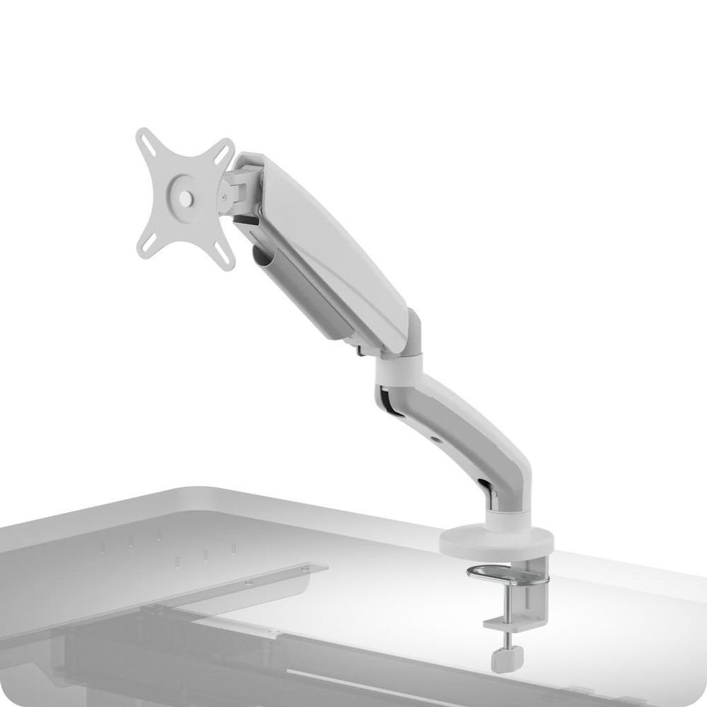DESKSPACE Monitor Halterung 1 Monitor Gasfeder Arm 17-23 Zoll Curved & Flach Bildschirm 9kg 360° VESA 75/100 (Weiß)