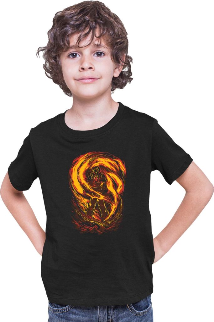Kinder T-Shirt Dragon Anime Manga Ball Z Goku Power Red, 5-6 Jahr - 116 / Schwarz