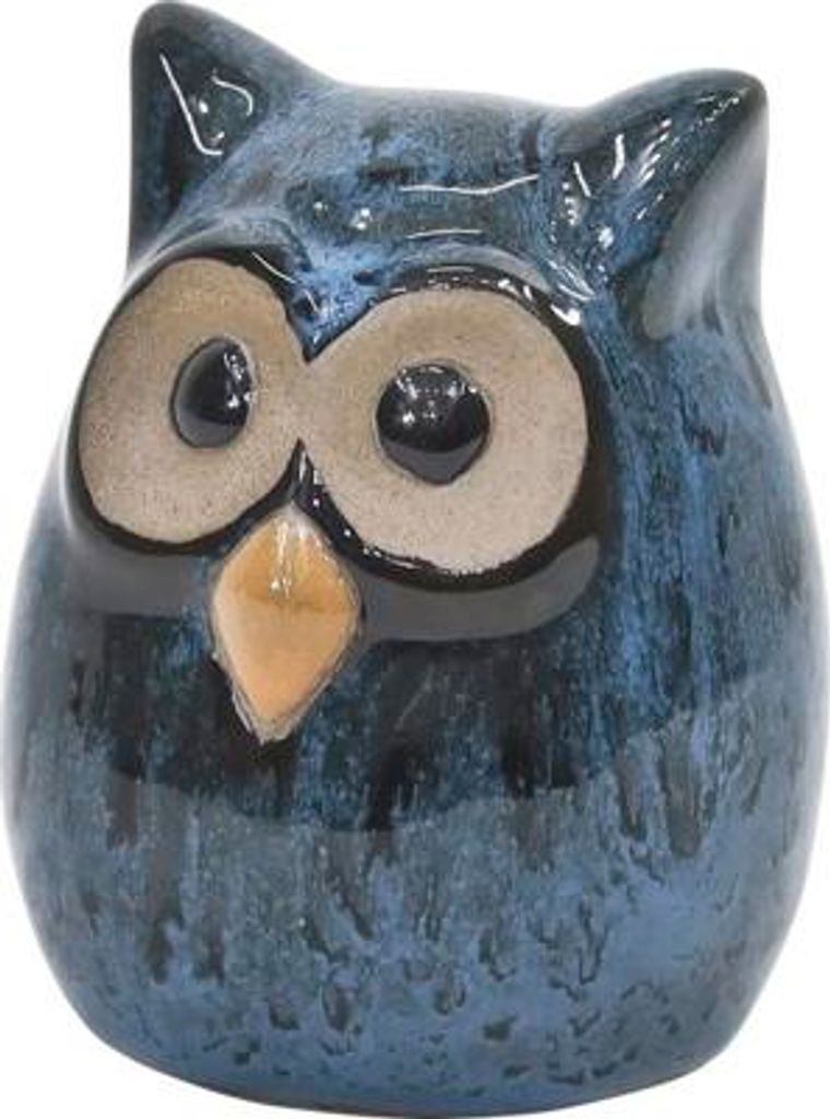 Dekofigur Eule Lafiora H 9,5 cm Keramik blau