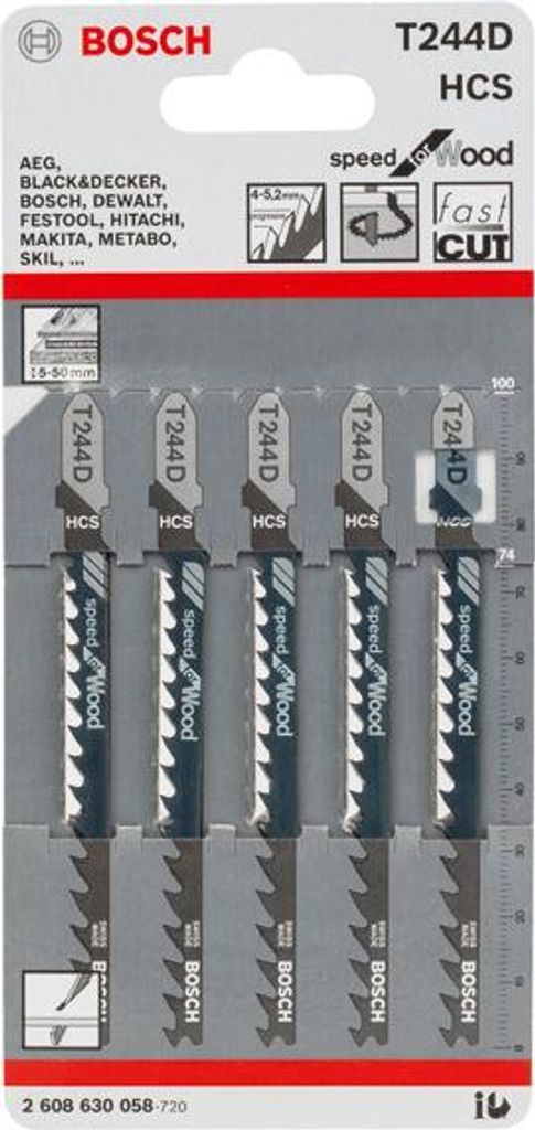 Stichsägeblatt T 244 D Speed for Wood, 5er-Pack