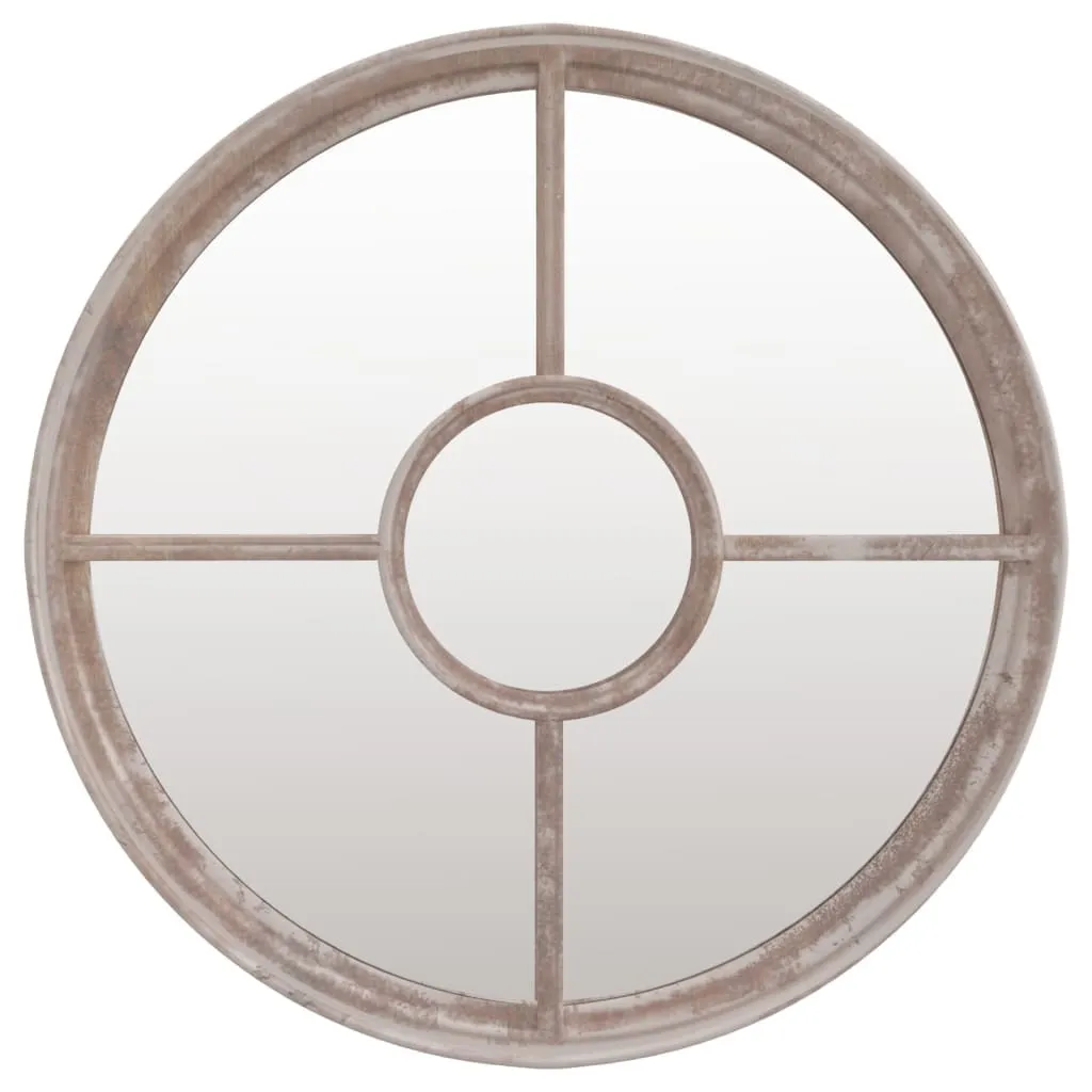Miroir extérieur rond en fer sable 40 cm - Décoration murale de jardin