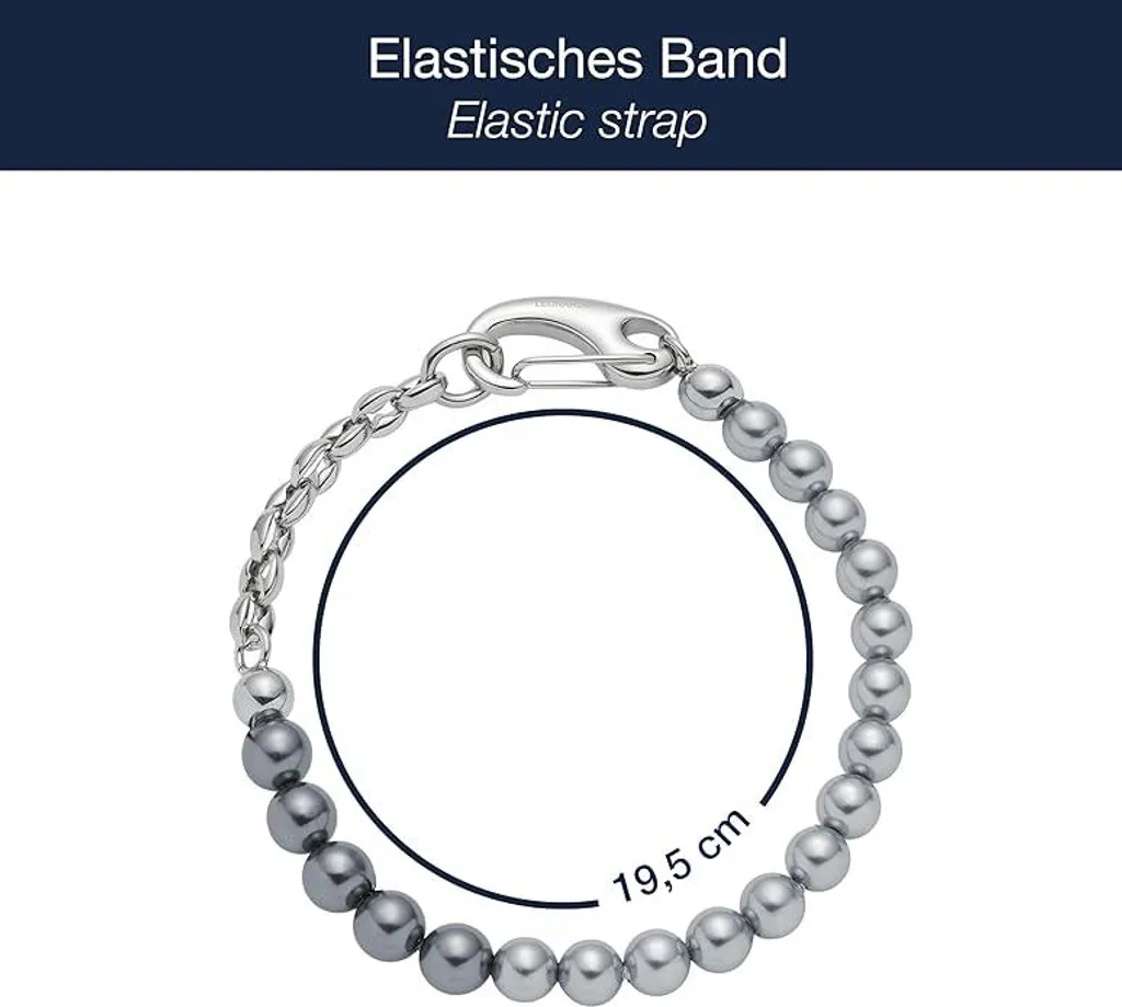Bracelet Chic pour Soirée en Acier et Perles Grises Dominique 19,5cm - 2