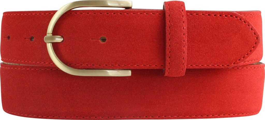 Damengürtel aus Veloursleder mit goldener Gürtelschnalle 3,5 cm