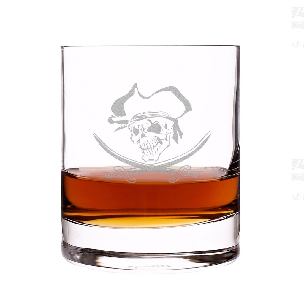 Rumglas mit Gravur – graviertes Trinkglas für Rum & Whisky – Geschenkidee für Männer (Pirat)