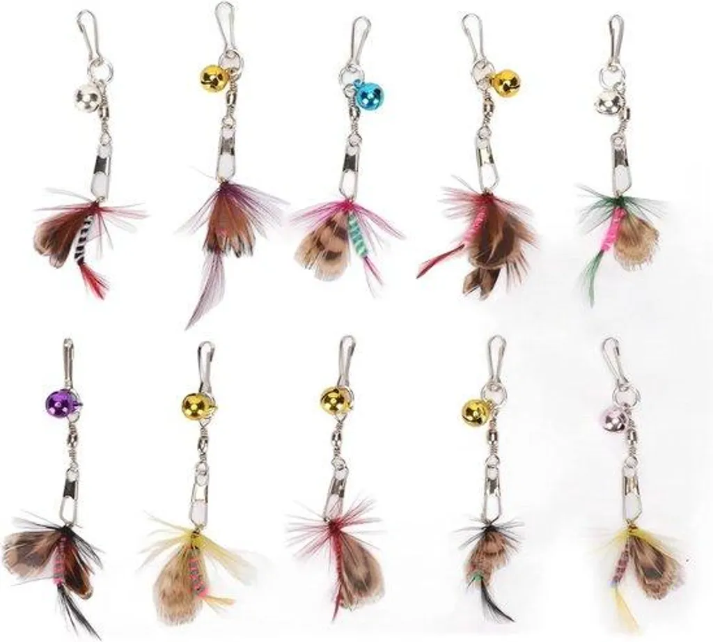 Jouets d'occupation pour chat : lot de 10 plumes naturelles et grelots