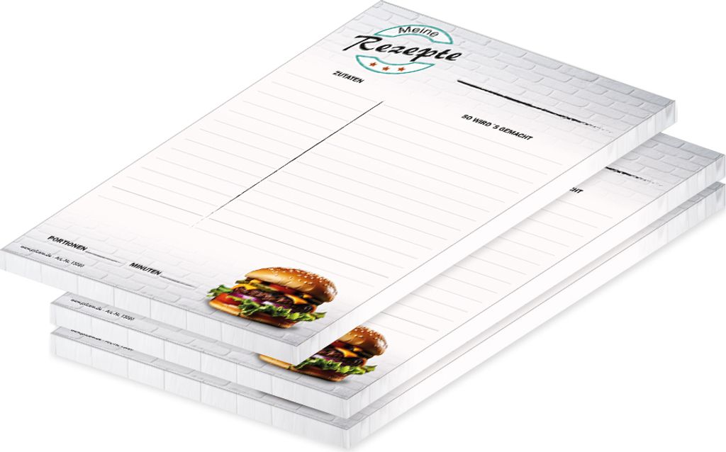 PRICARO Rezeptblock "American Burger", A5, 3 Stück
