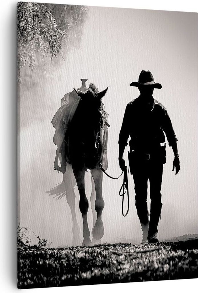 Bild auf Leinwand - Leinwandbild - Einteilig - Cowboy Pferd Shady - 50x70cm - Wand Bild - Wanddeko - Wandbilder - Leinwanddruck - Wanddekoration - ...