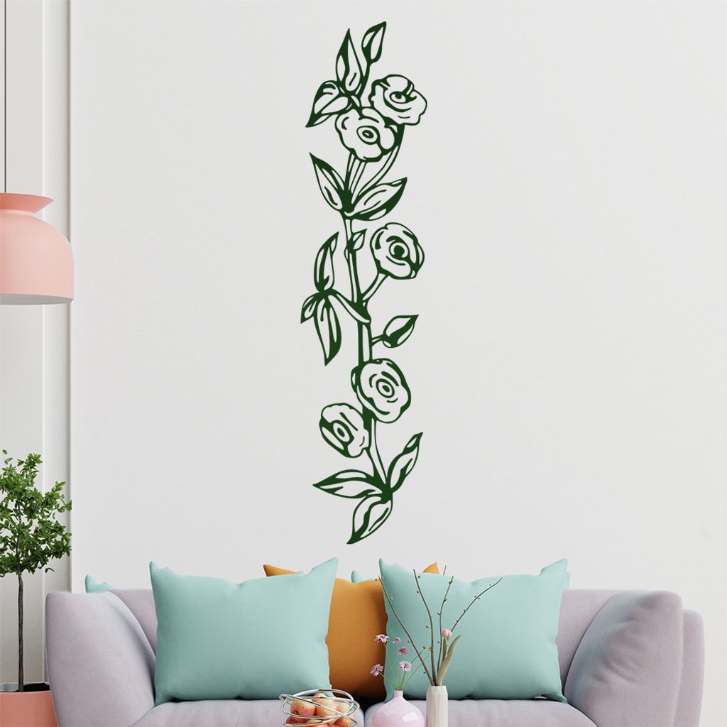 Blumen - Rose Wandtattoo in 6 Größen - Wandaufkleber Wall Sticker - Dekoration, Küche, Wohnzimmer, Schlafzimmer, Badezimmer