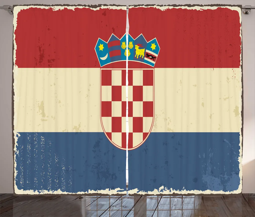 Rideau Croatie ABAKUHAUS look vintage 280 x 225 cm beige et rouge