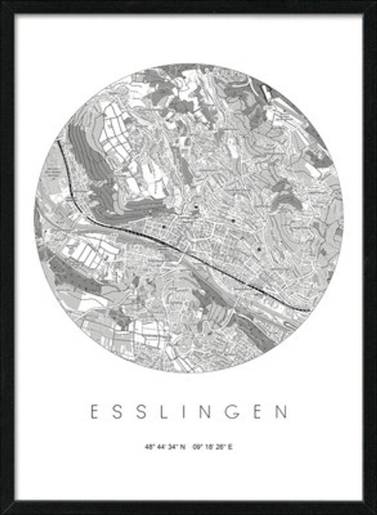 Gerahmtes Bild Esslingen Landkarte 53x73 cm Produktbild 