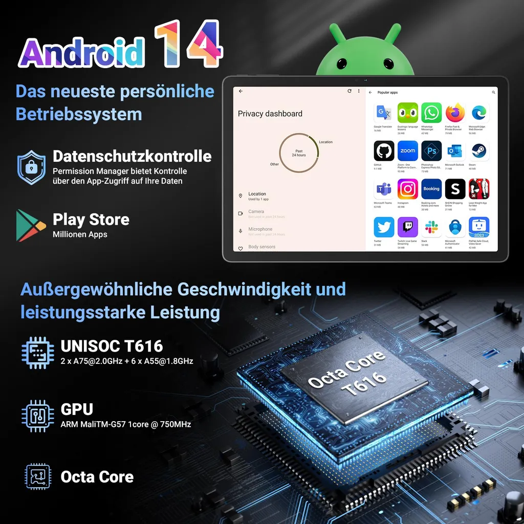 Blackview Tab 16 Pro Tablette 256Go avec Charge Rapide 18W et Écran IPS