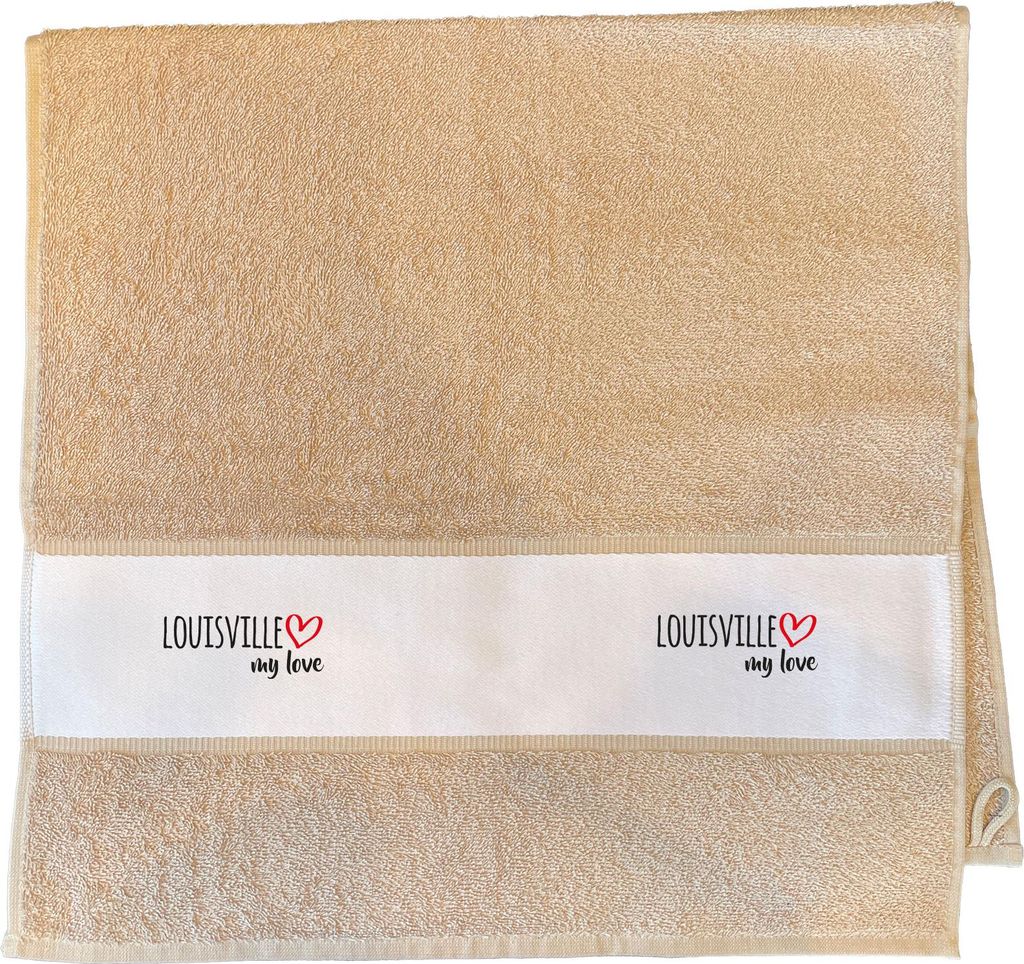 Huuraa Handtuch Louisville my love 50x100cm Sand Baumwolle Handtuch Geschenkidee