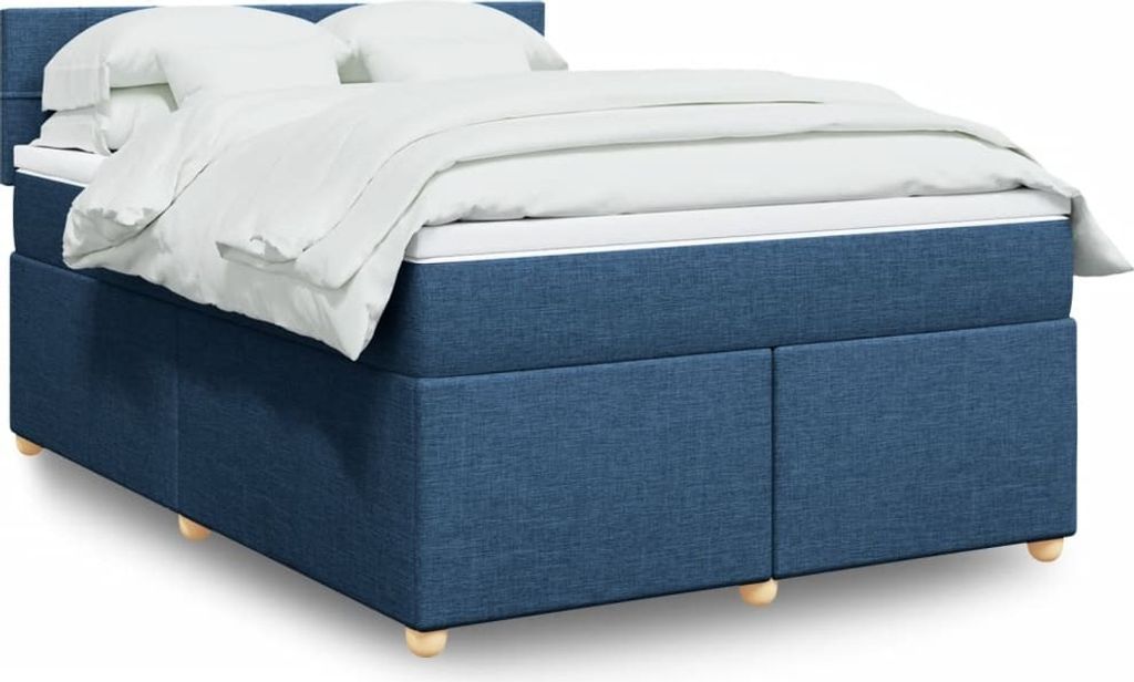Maison Exclusive - Boxspringbett mit Matratze Blau 140x200 cm Stoff