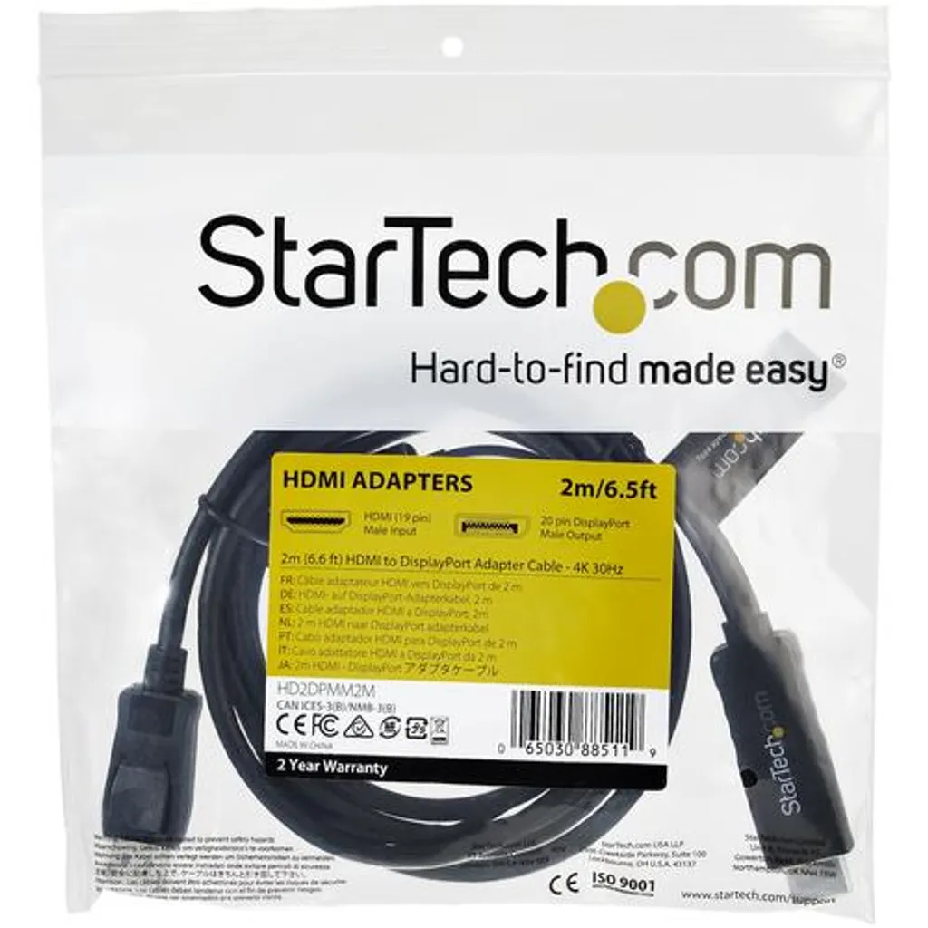 StarTech.com HD2DPMM2M Câble HDMI vers DisplayPort 2m 4K 30Hz Actif