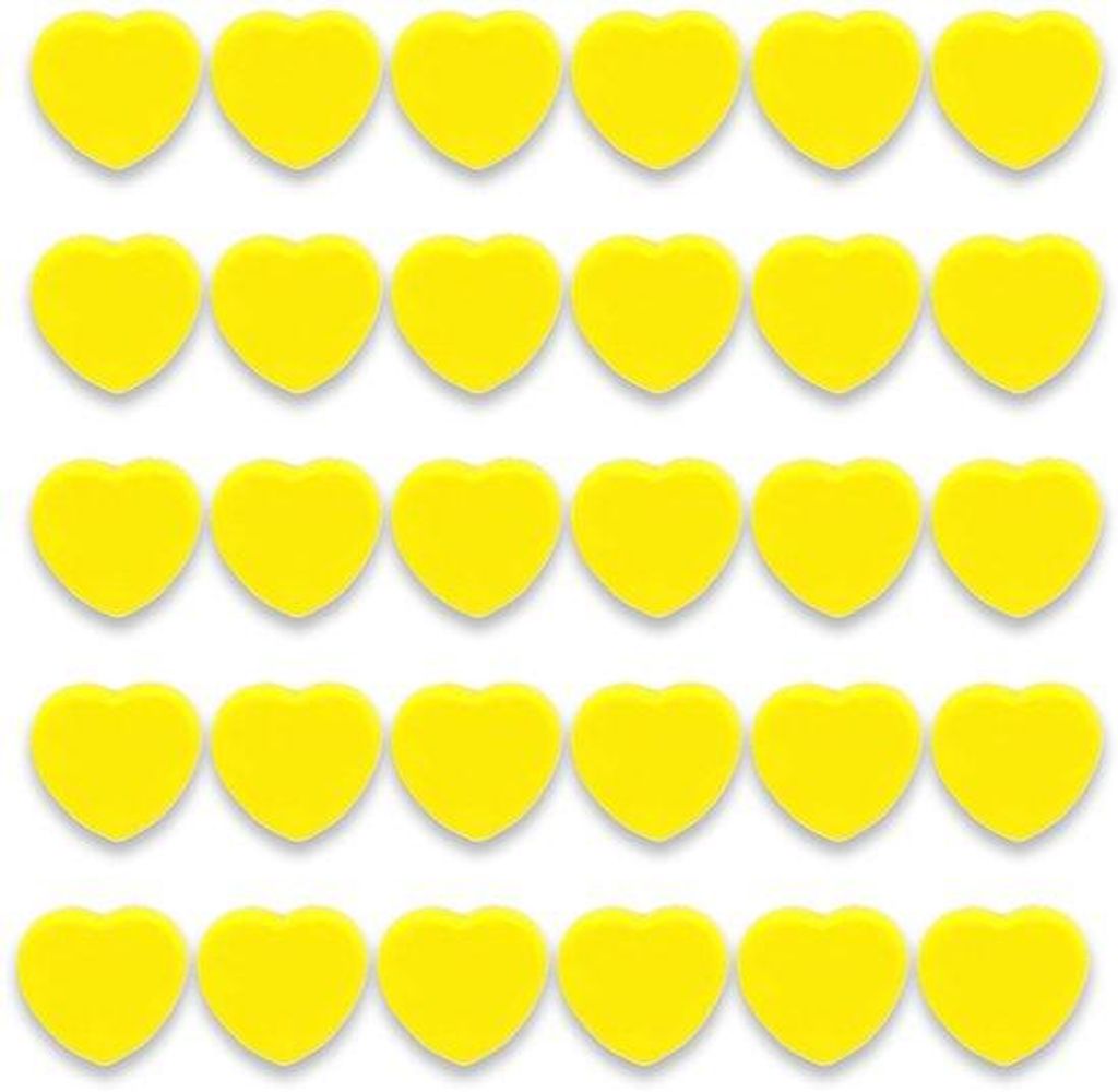 Kleiner Magnet für Whiteboards, 30 Stück, starke Kühlschrankmagnete, Mini-Magnete mit starkem Griff, Herz, Gelb