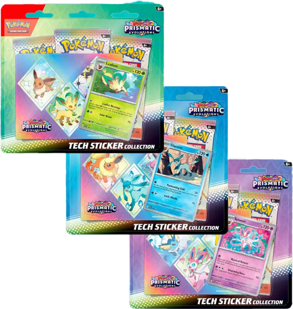 Pokemon Prismatic Evolutions : Collection Sticker Glaceon Tech pour Fans