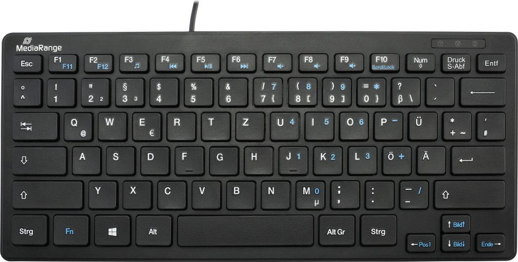 MediaRange Tastatur USB 2.0 Kompakt Flach 78 Tasten Schwarz Immagine del prodotto 