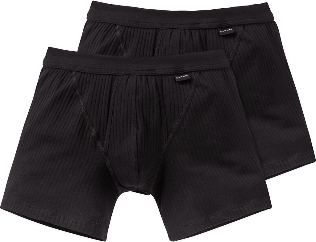 Schiesser 2er Pack Baumwolle Essentials Authentic Retro Short / Pant Flexibel und formstabil, Ein feines Nadelzug-Muster, In perfekt sitzender, ela...