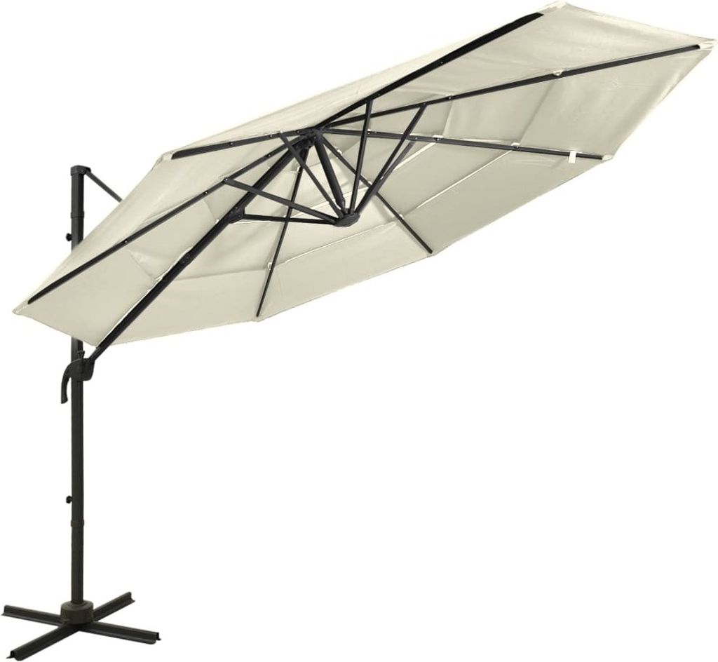 BEI CLORIS Sonnenschirm mit Aluminium-Mast 4-lagig Sandfarben 3x3 m - Sonnenschirme Neu4261907 1parcel