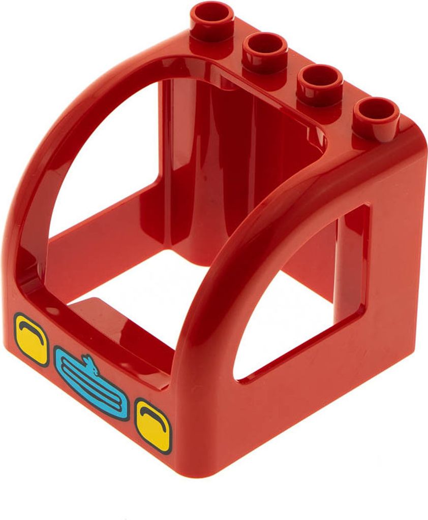 1x Lego Duplo Kabine Aufsatz 4x4x3 rot bedruckt Kühlergrill Produktbild 