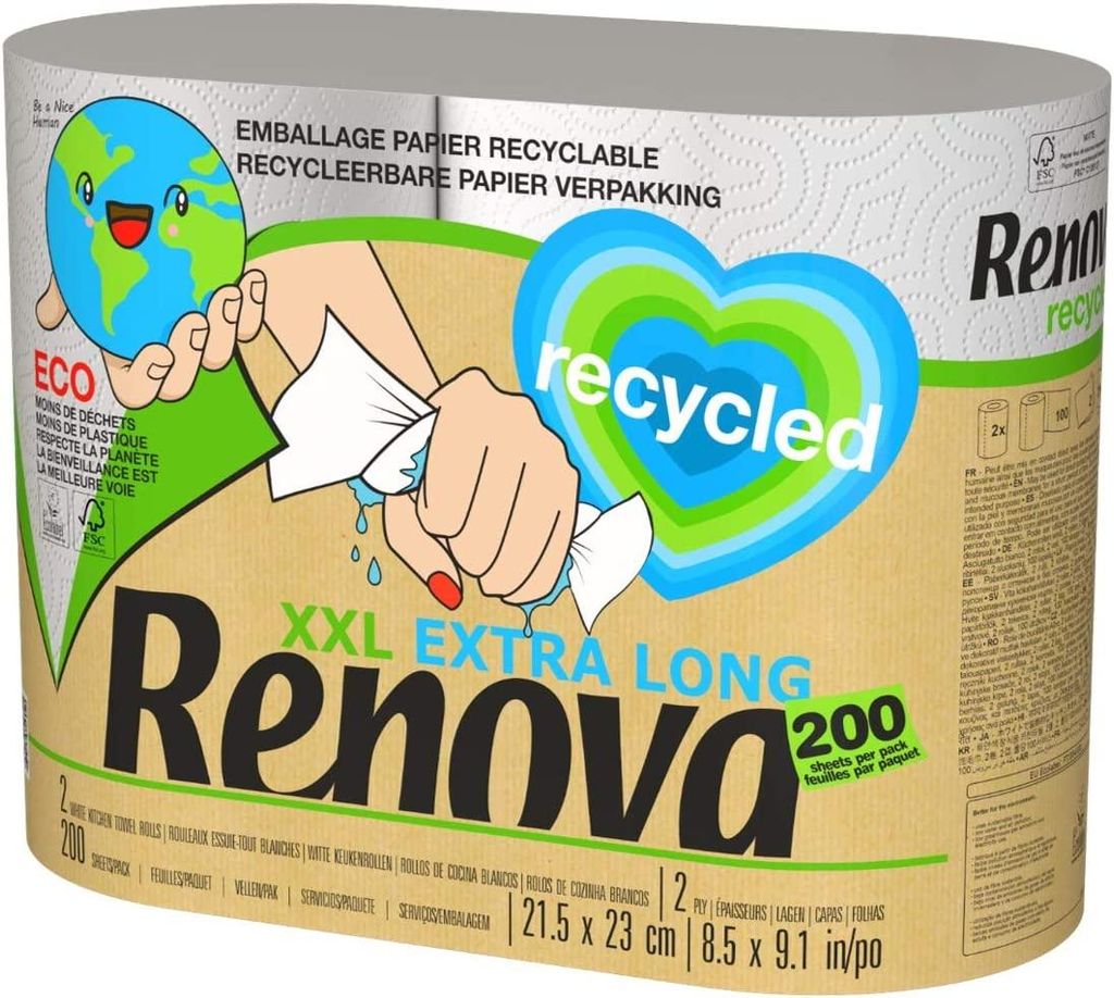 Renova RECYCLED XXL kuchyňská role 2 role, 200092167, bílá, Obrázek produktu 