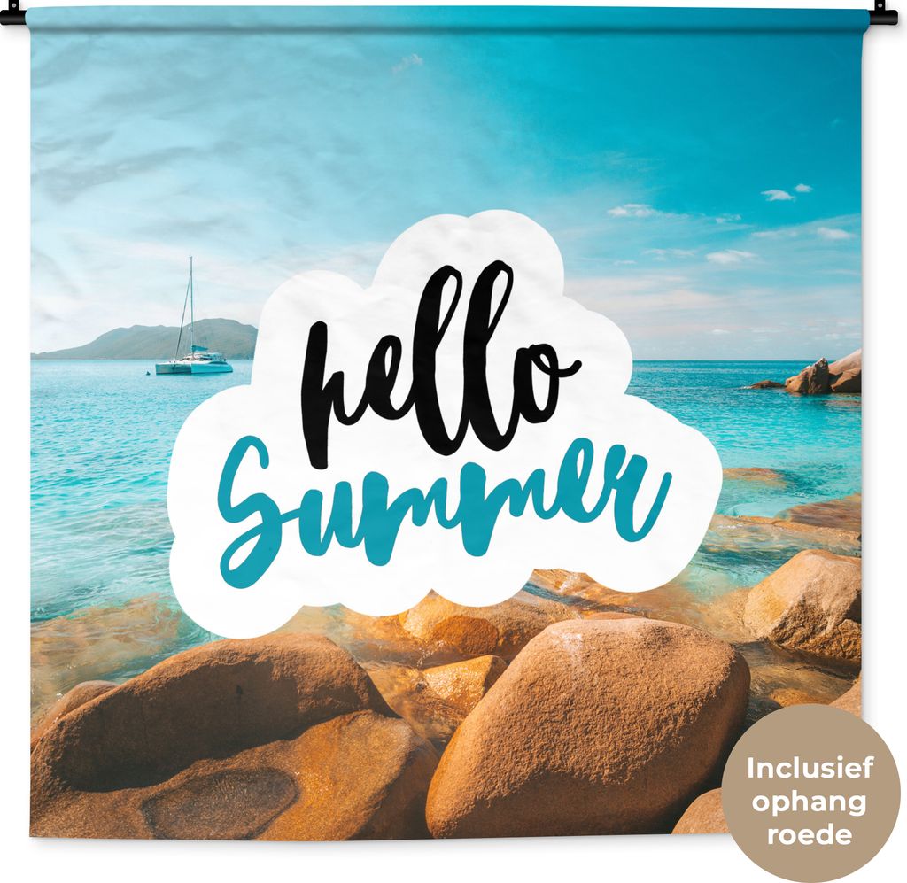 MuchoWow® Wandteppich Wandbehang Sommer - Zitat - Boot Produktbild 