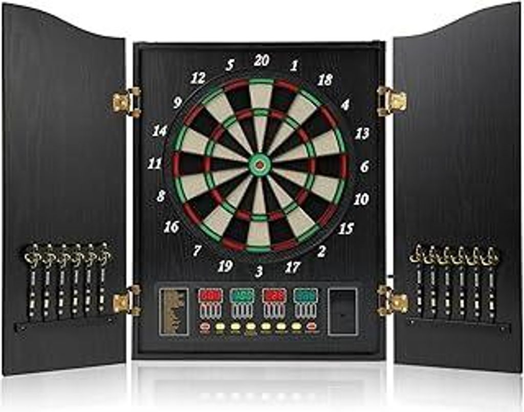Dartscheibe Elektronisch mit Türen, Elektronische Dartscheibe mit 12 Dartpfeile & 88 Ersatzspitzen, E Dartscheibe mit Stimme & LCD-Display, elektr...