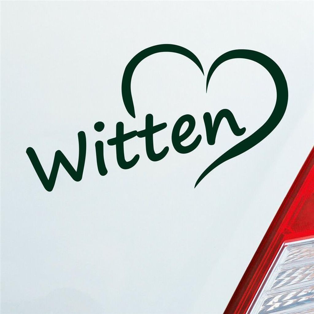 Auto Aufkleber Witten Herz Stadt City Liebe Love Heimat 14,5x8 cm Dunkelgrün Sticker Heckscheibenaufkleber