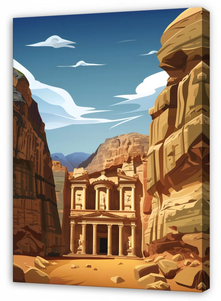 Leinwandbild Landschaft Natur Felsen - 80x120 cm - Wandbilder Wohnzimmer Schlafzimmer - Leinwand Leinwandbild Braun - SPP16497O20