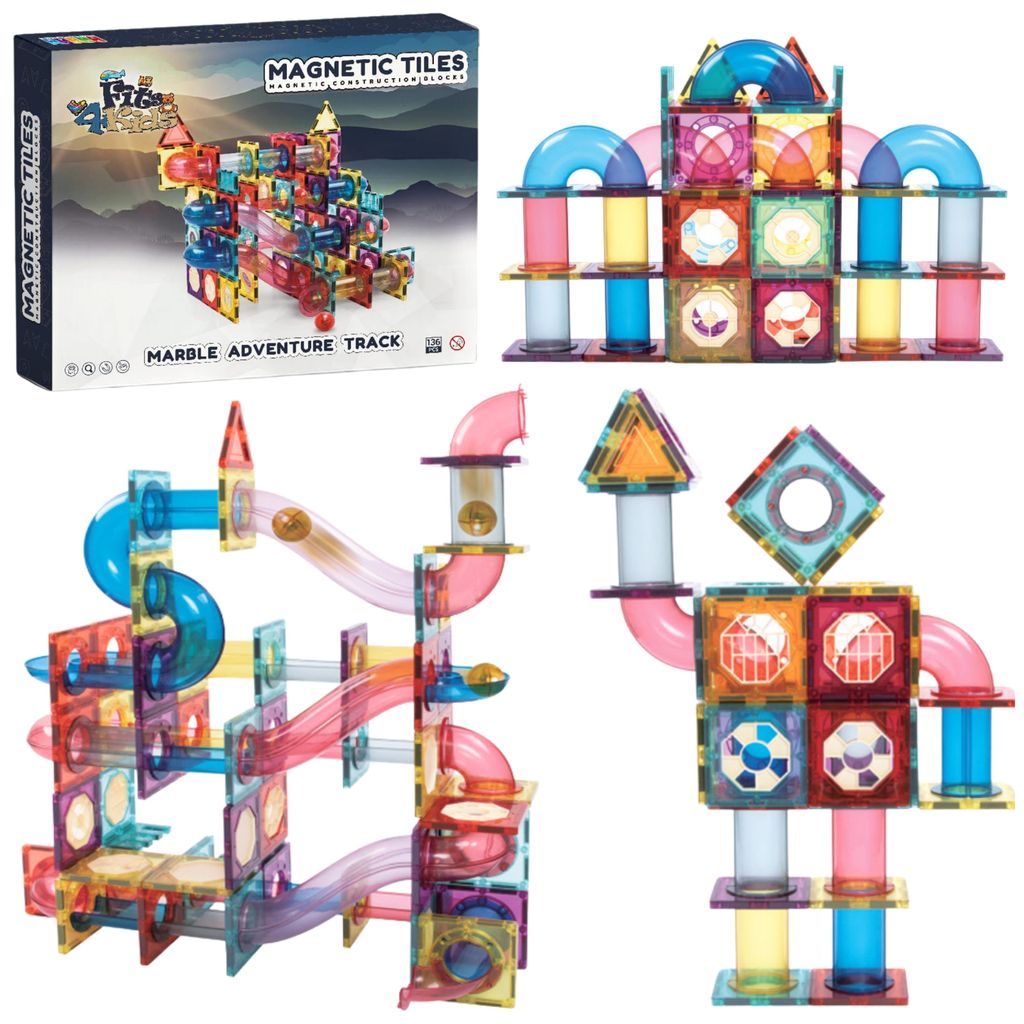 Fits4Kids Magnetic tiles - 136 pièces - Briques magnétiques Image du produit 