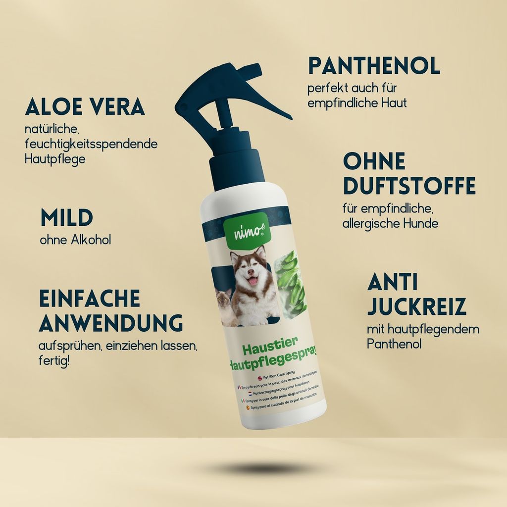 nimo Haustier Hautpflegespray | Hautpflege fr Hunde,