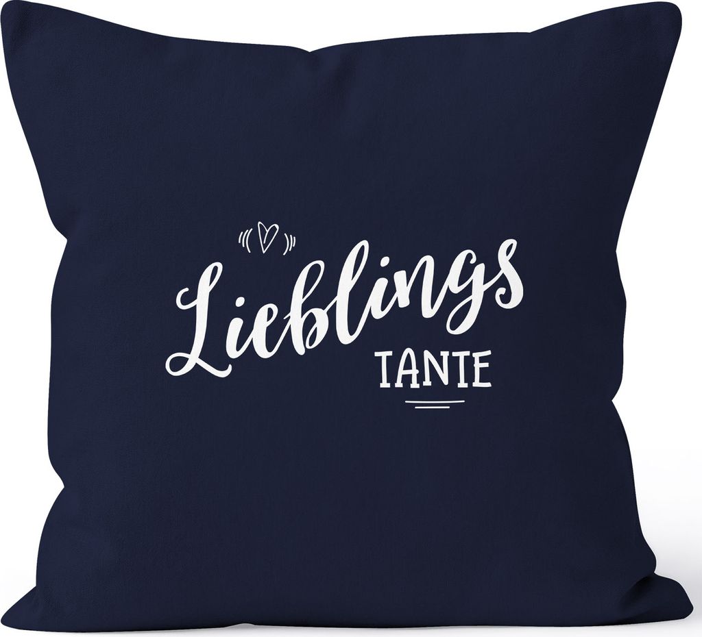 Kissenbezug Lieblingstante Geschenk Familie Tante Kissen-Hülle Deko-Kissen 40x40 Baumwolle MoonWorks navy 40cm x 40cm