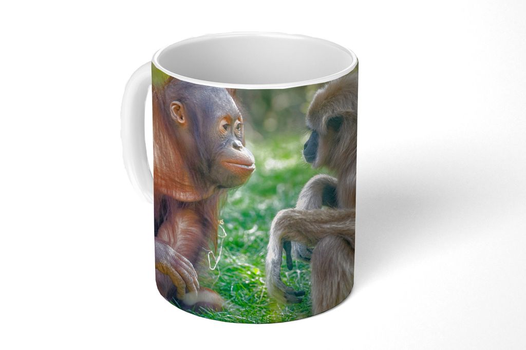KitchenYeah Tasse Kaffeetasse Kaffeebecher 350 ml Affen - Tiere - Familie Teetasse - Fototasse - Becher - Keramikbecher - Teebecher - Kaffeetasse...