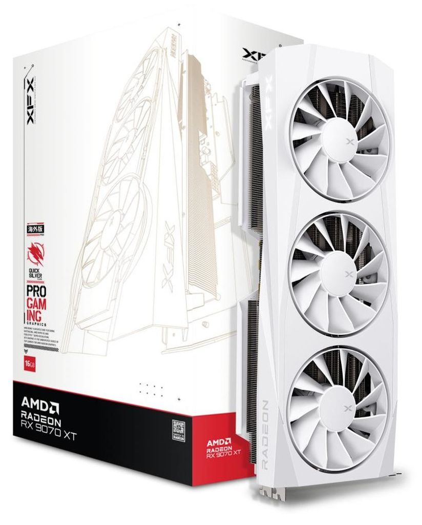 Radeon RX 9070 XT Quicksilver (blanca, arquitectura RDNA4, Imagen del producto 