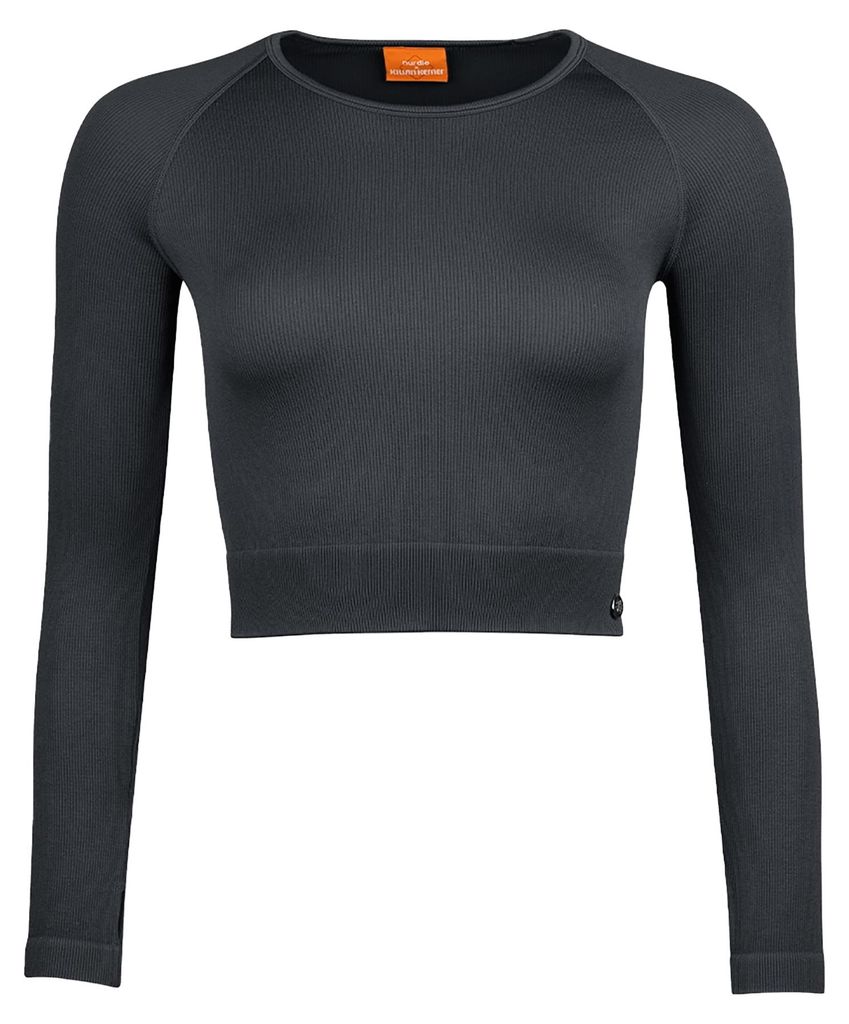 NUR DIE x KILIAN KERNER Damen Crop Top in Ripp-Optik - grey - Größe 44-46