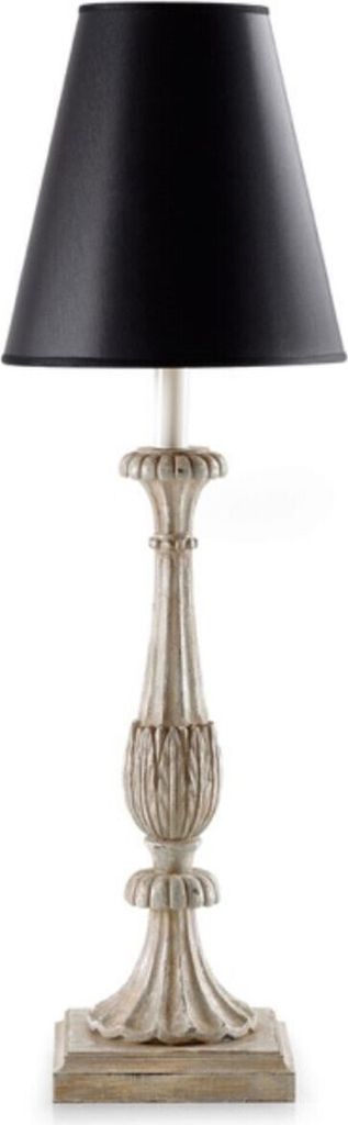 Casa Padrino Luxus Barock Tischleuchte Antik Grau / Schwarz Ø 15 x H. 64 cm - Prunkvolle Barockstil Schreibtischleuchte mit Lampenschirm - Luxus Q...