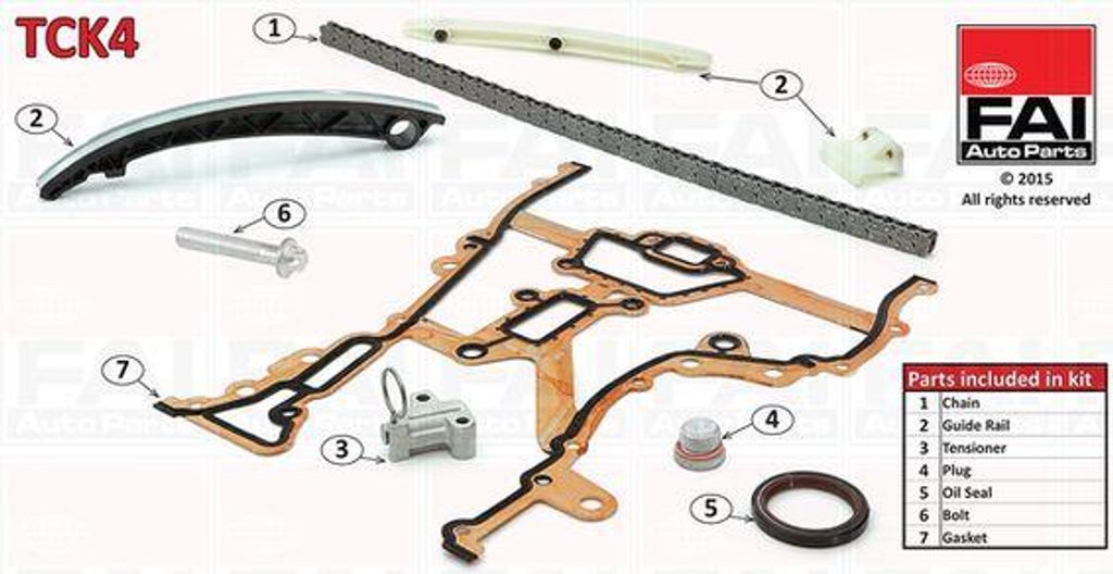 FAI AutoParts TCK4 Steuerkettensatz OE 55562234 kompatibel mit Meriva, Prairie, 207, 940, Focus, Mini Roadster, Accent, Octavia, 911, 407, Panda, C...