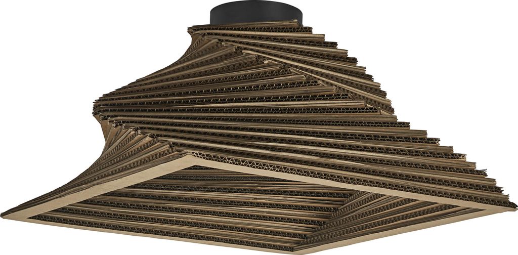 OSRAM Deckenleuchte Decor Cardboard Square Turn braun aus Wellpappe, E27, 400 mm Durchmesser, Leuchtenschirm aus recyceltem Material, nachhaltig du...