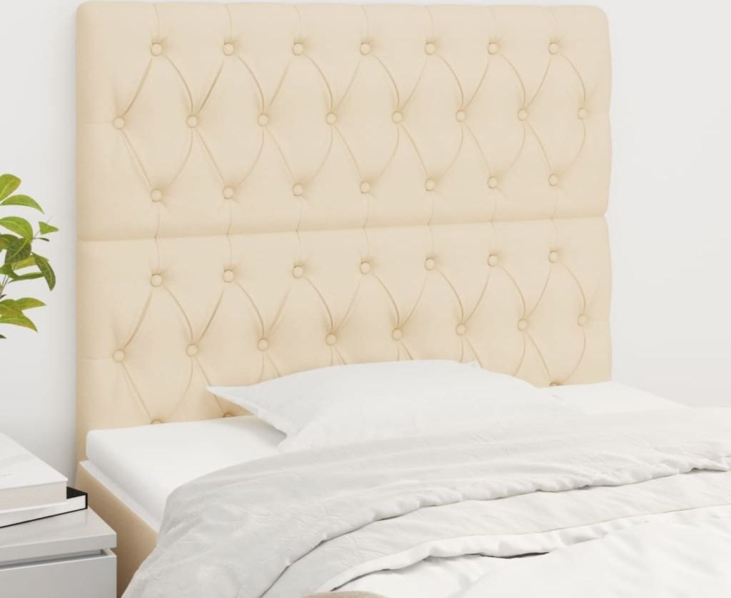 The Living Store Kopfteile 2 Stk. Creme 100x7x78/88 cm Stoff