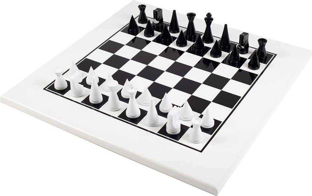 Italienisches Schachfiguren-Set Weisse Akazie Moder + Schachbrett 50
